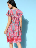 InWeave Women's Soft Pink Tiered Short Dress | Grocsy