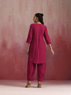 trueBrowns Magenta Cotton Kurta Co-ord set | Grocsy