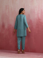 trueBrowns Light Blue Modal Straight Kurta Co-ord Set | Grocsy
