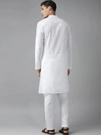 Fabmade Men White Cotton Linen Kurta | Grocsy