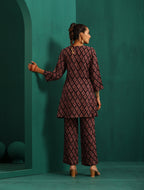 trueBrowns Black Diamond Muslin Silk Printed Relaxed Co-ord Set | Grocsy