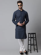 Even Apparels Blue Solid Kurta With Band Collar | Grocsy