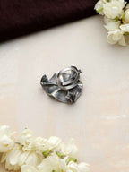 trueBrowns Silver Tone Floral Petal Ring | Grocsy