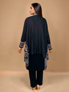 trueBrowns Black Woollen Geometric Kaftan Cape | Grocsy