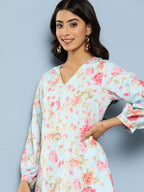 Ahalyaa Women Floral Printed Regular Tunic with Palazzos | Grocsy