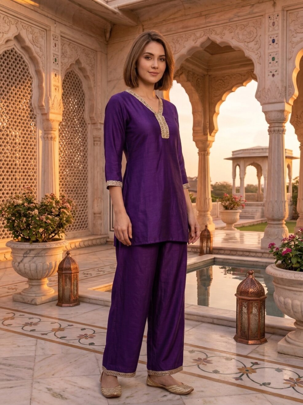 Anaita Purple Stylish Readymade Co-Ords Set | Grocsy