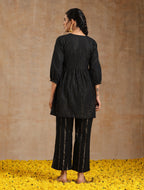trueBrowns Black Gold Cotton Overlap Co-Ord Set | Grocsy