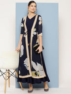 Ahalyaa Floral Printed Maxi Empire Ethnic Dress | Grocsy