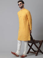 Even Apparels Yellow Kurta With Band Collar | Grocsy