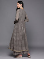 Ahalyaa Women Grey Floral Empire Kurta with Palazzos | Grocsy