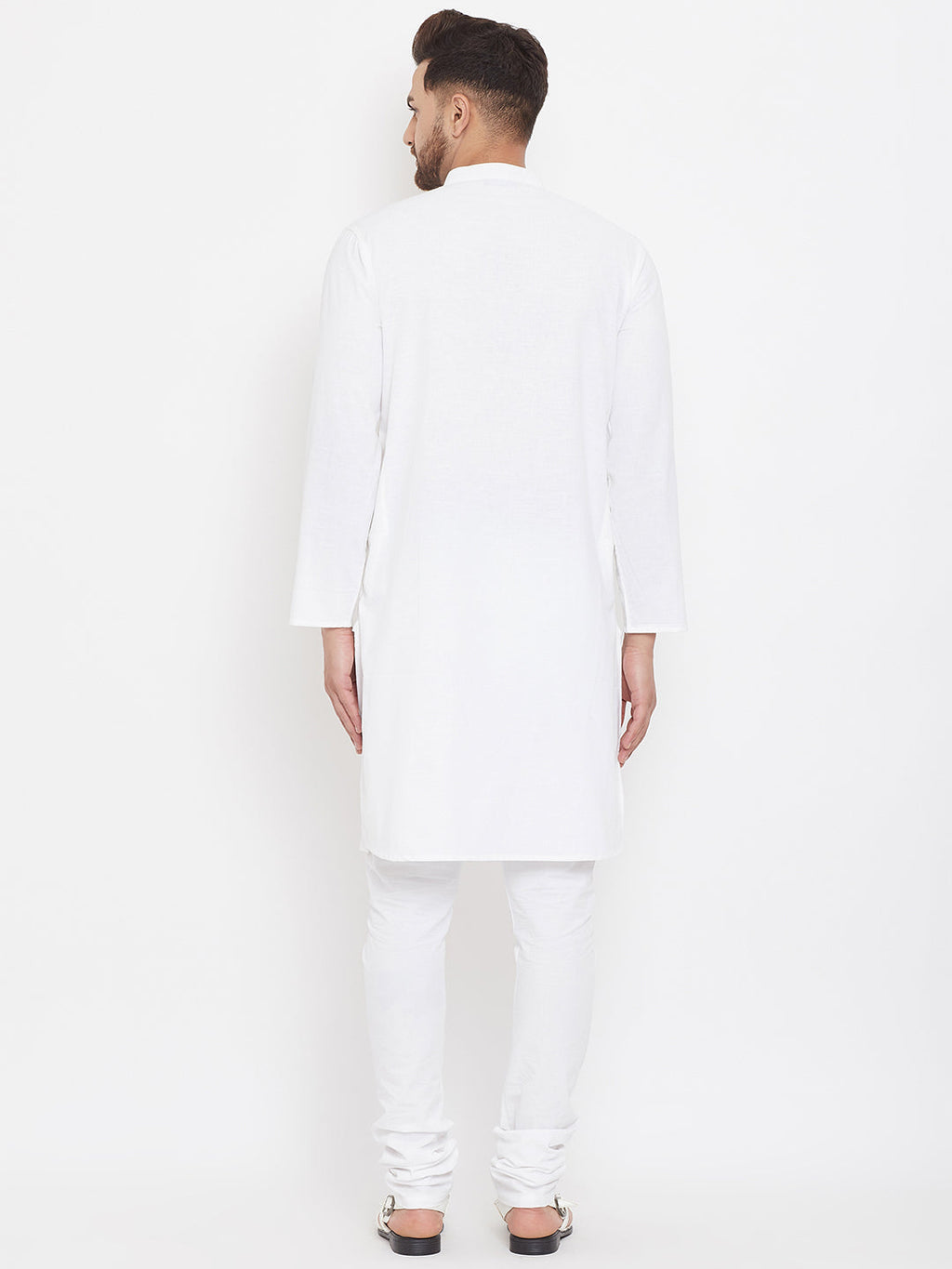 Even Apparels White Pure Cotton Kurta With Band Collar | Grocsy