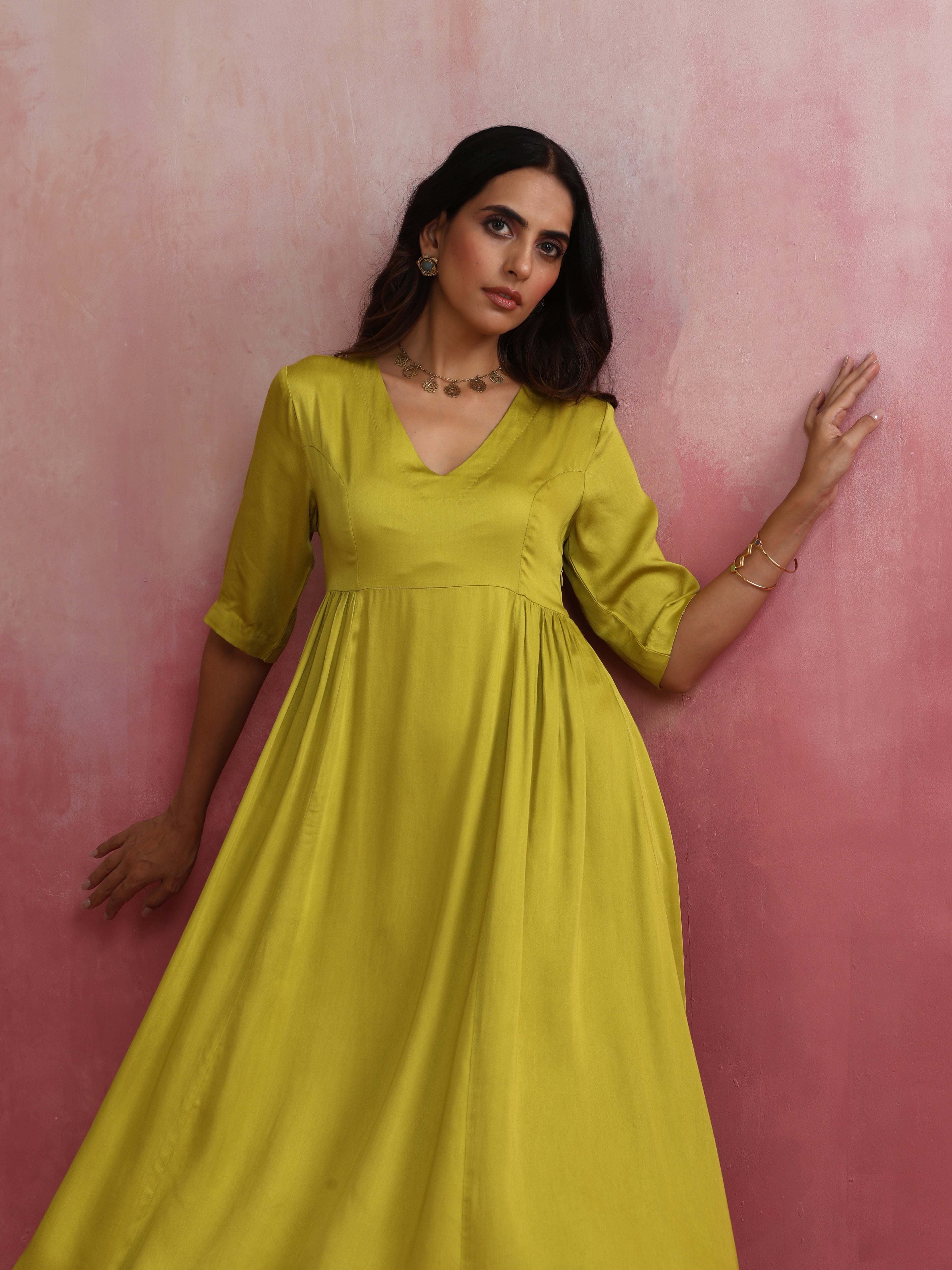 trueBrowns Modal Lime Green Dress | Grocsy