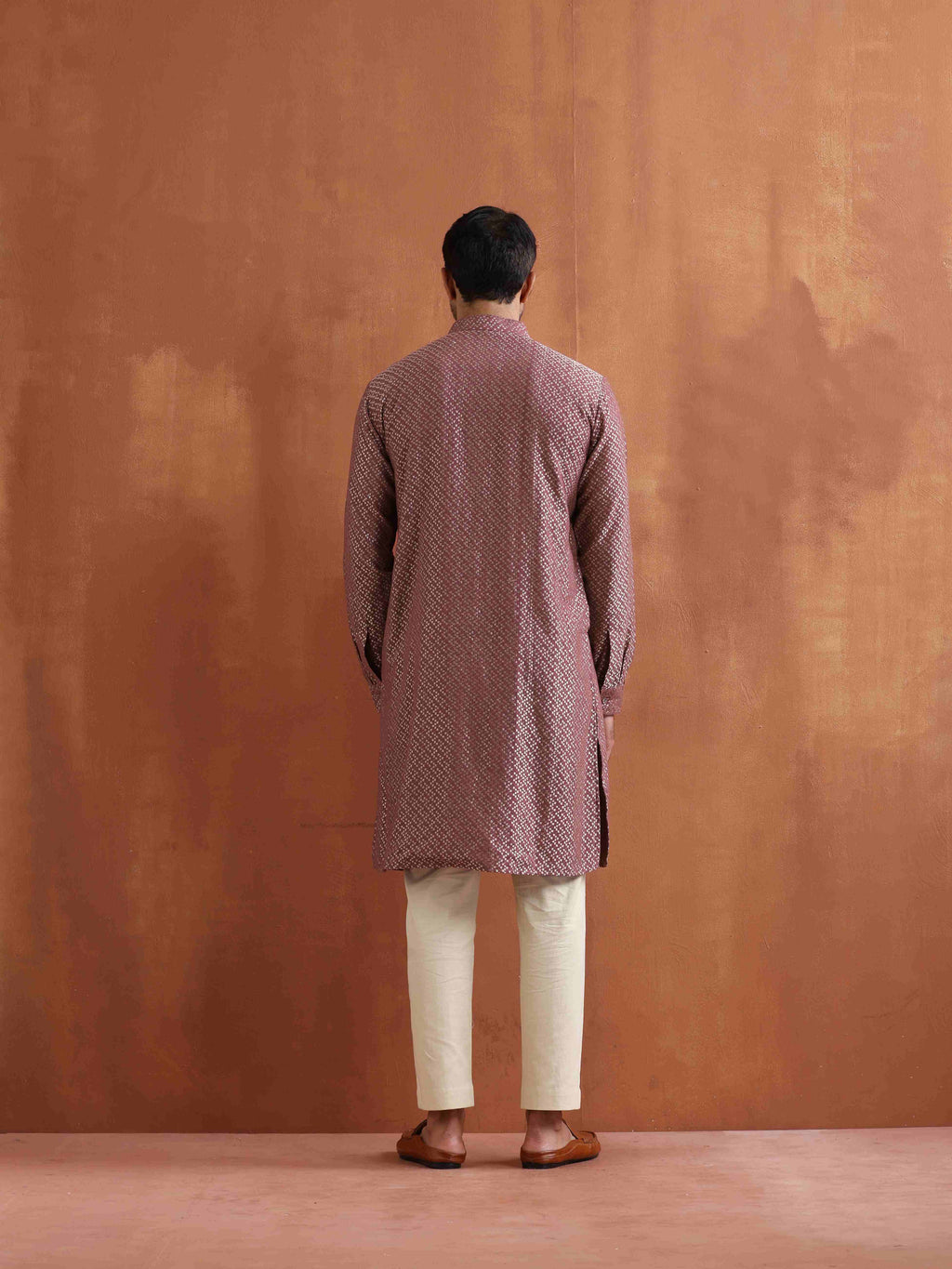 trueBrowns Men's Purple Cotton Dobby Kurta | Grocsy