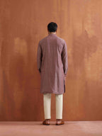 trueBrowns Men's Purple Cotton Dobby Kurta | Grocsy