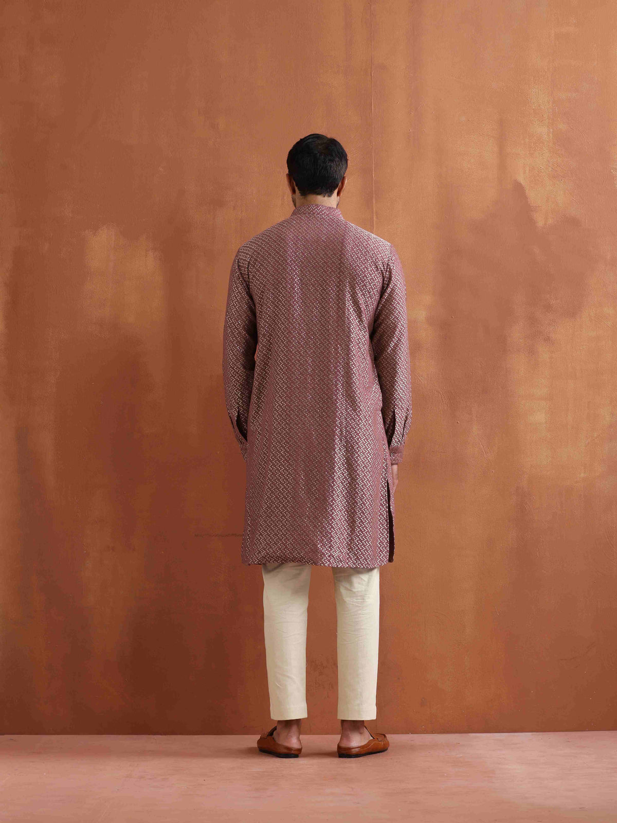 trueBrowns Men's Purple Cotton Dobby Kurta | Grocsy