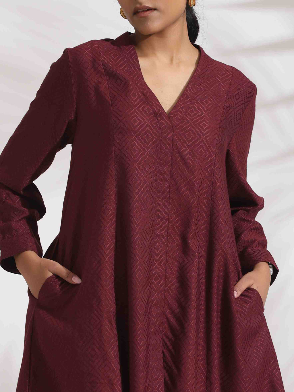 trueBrowns Maroon Dobby Co-ord Set | Grocsy