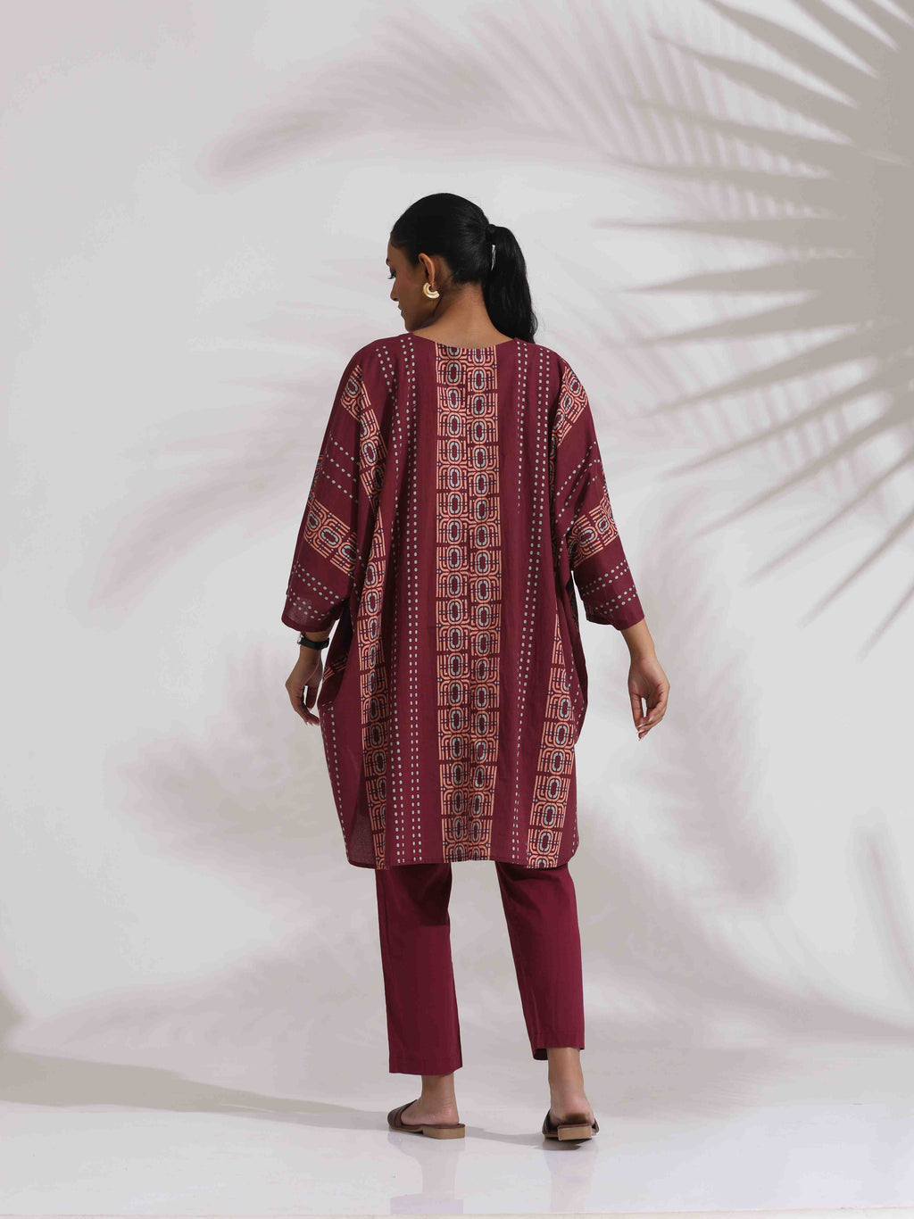 trueBrowns Purple Cotton Print Kurta Co-ord Set | Grocsy