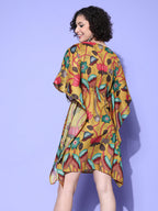 InWeave Women's Mustard Printed Kaftan Dress | Grocsy