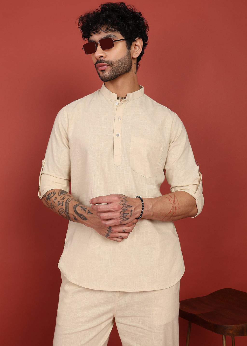 Fabmade Ivory Ease Short Kurta Co-Ord Set | Grocsy