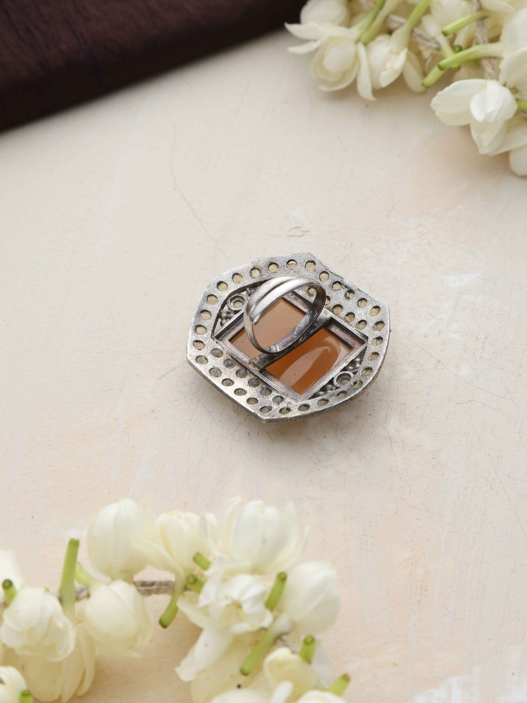 trueBrowns Silver Tone Yellow Stone Ring | Grocsy