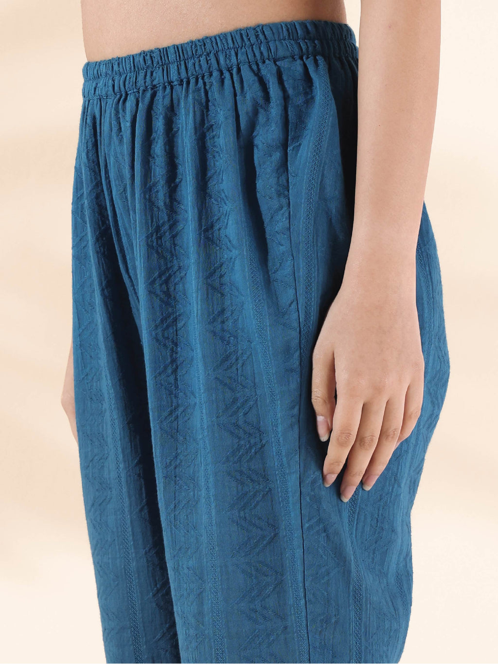 trueBrowns Blue Cotton Dobby Co-ord Set | Grocsy