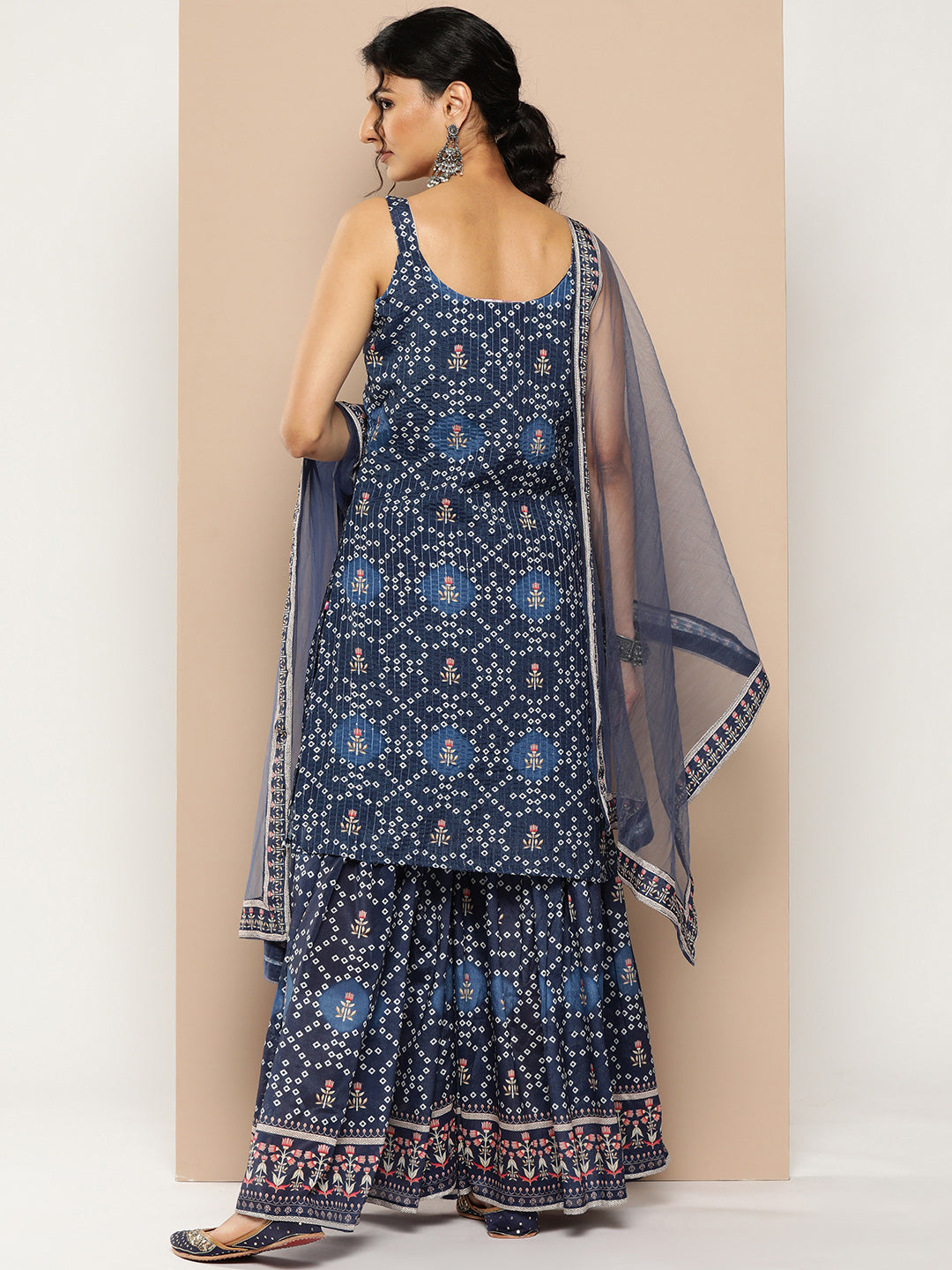 KSUT (House of Varanga) Blue Color Strap Style Digital Printed Kurta With Printed Sharara And Net Dupatta | Grocsy