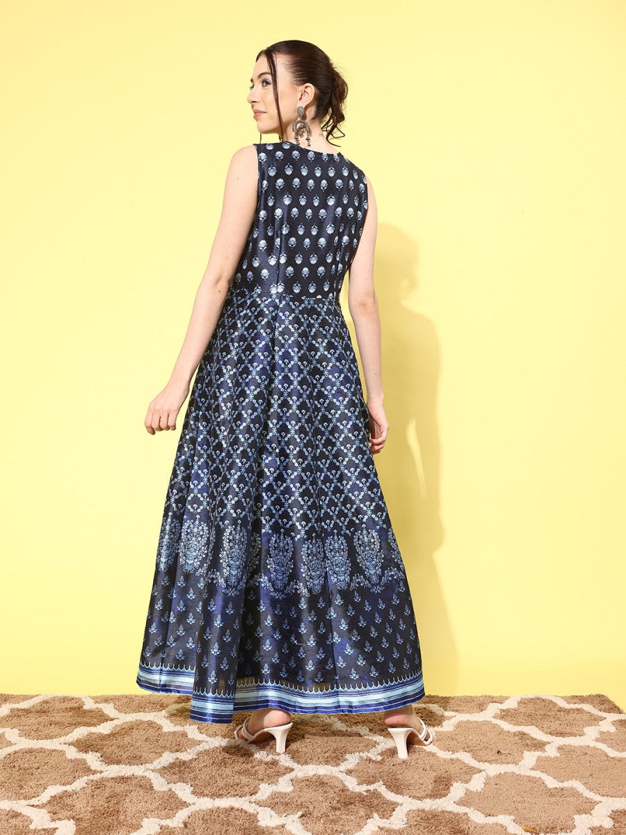 Ahalyaa Floral Printed Maxi Ethnic Dress | Grocsy