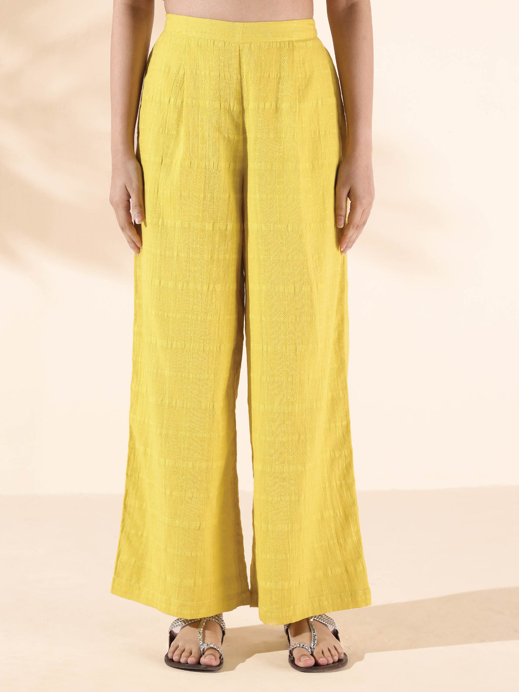 trueBrowns Lime Cotton Dobby V-Neck Co-ord Set | Grocsy