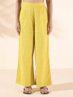 trueBrowns Lime Cotton Dobby V-Neck Co-ord Set | Grocsy