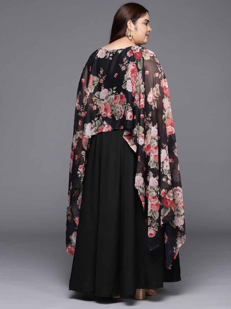 Ahalyaa Plus Size Boat Neck Maxi Ethnic Dress | Grocsy