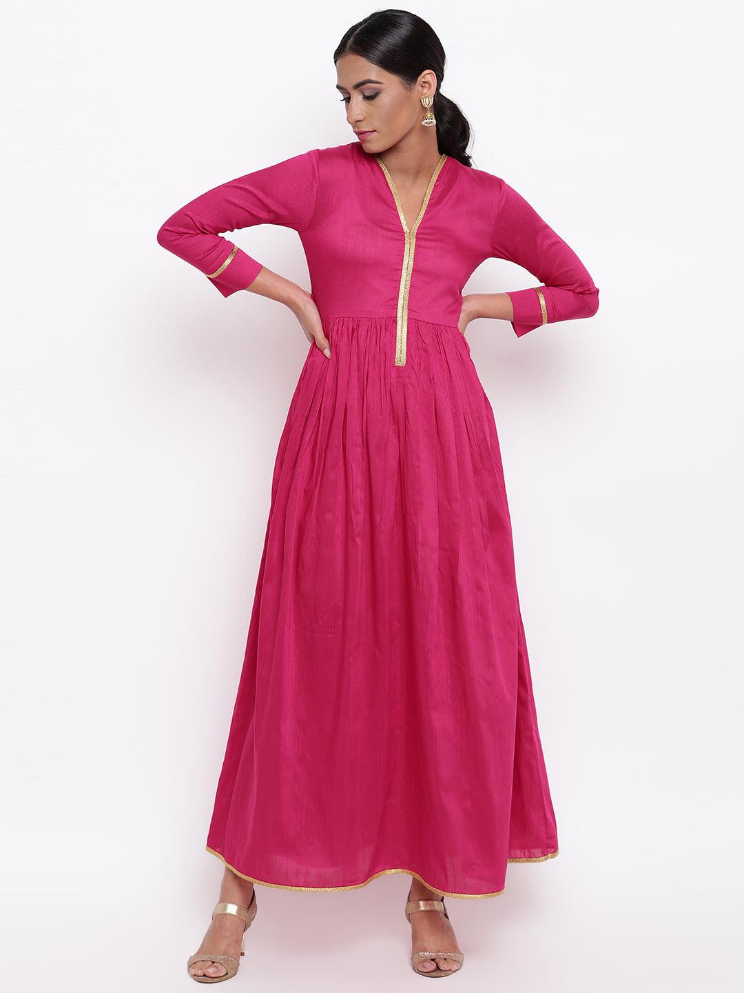 trueBrowns Pink Gold Lace Dress | Grocsy