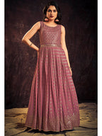 Myra Mauve Real Georgette Designer Gown Style Suit | Grocsy