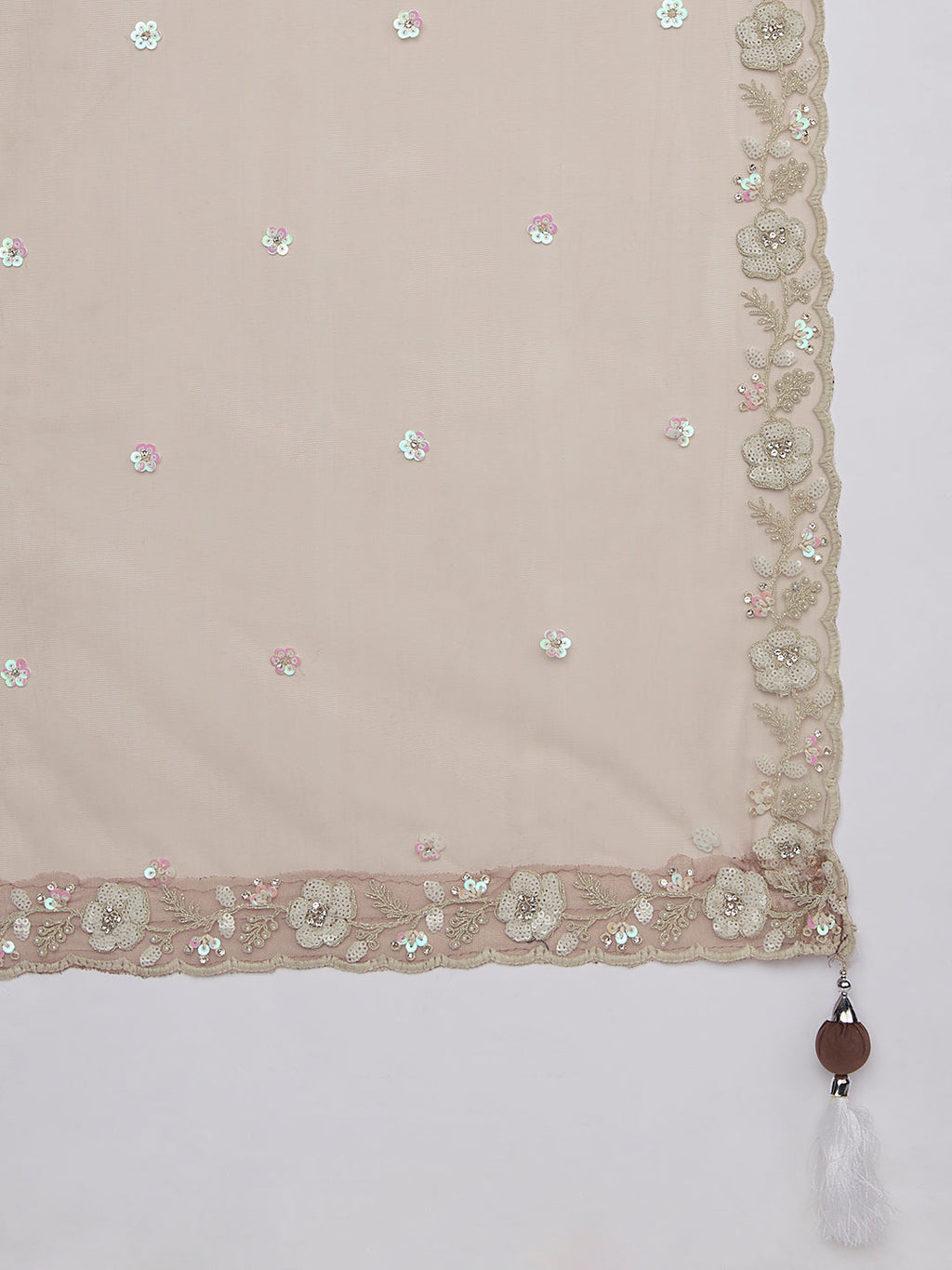 House of Panchhi Rose Gold Pure Georgette Sequins And Thread Embroidery Lehenga Choli & Dupatta | Grocsy