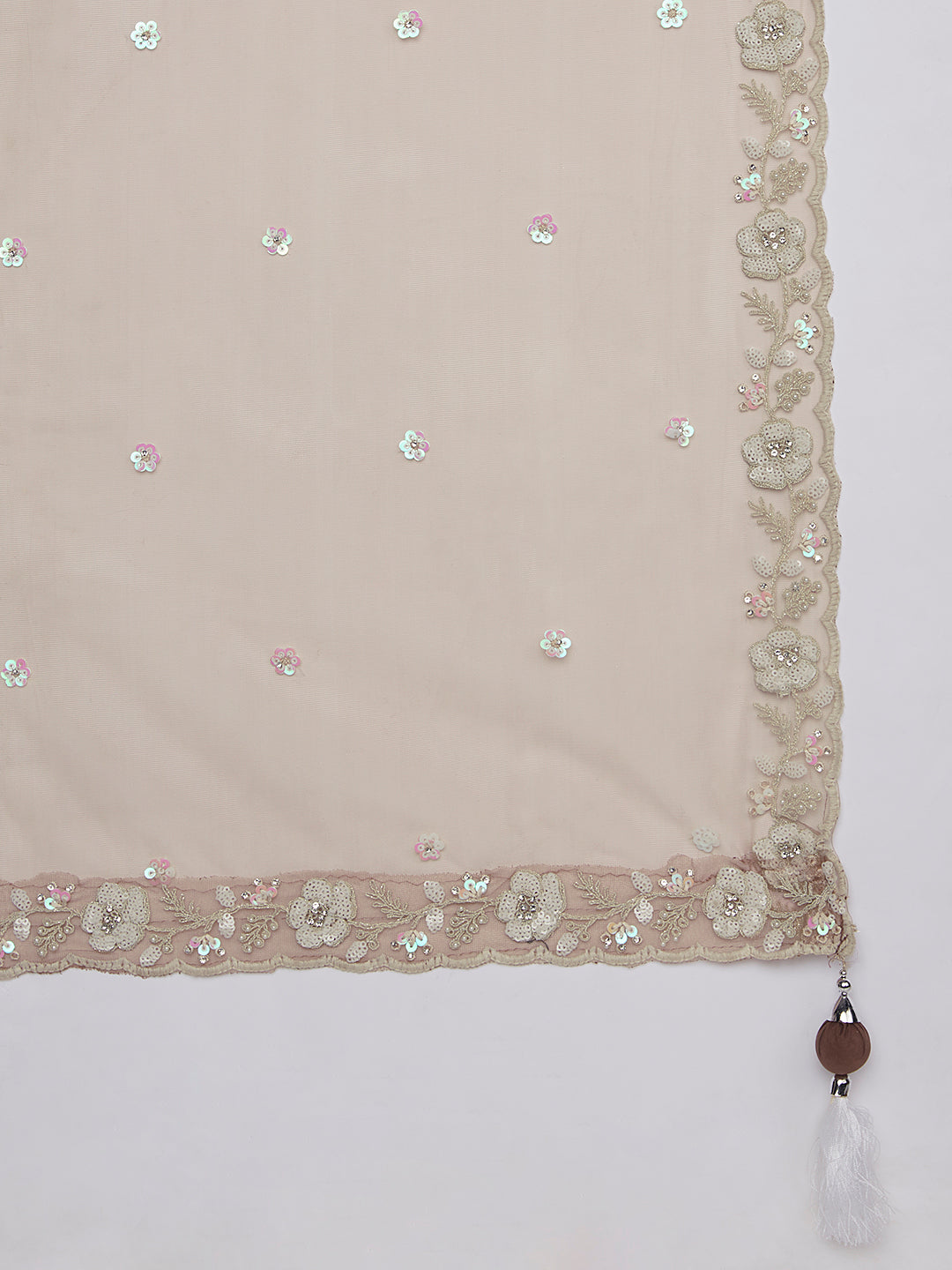 House of Panchhi Rose Gold Pure Georgette Sequins And Thread Embroidery Lehenga Choli & Dupatta | Grocsy