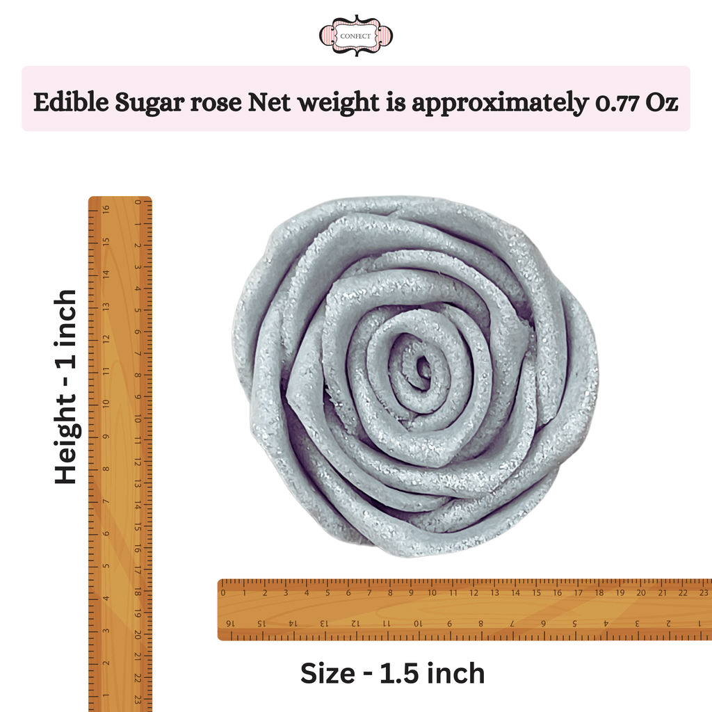 Confect Silver | Edible Metallic Sugar Roses Topper | Grocsy