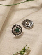 trueBrowns Silver Green Stud Earrings | Grocsy