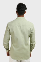 Xkind Pista Green Textured Slim Fit Shirt | Grocsy