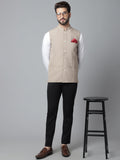Even Apparels Men's Brown Nehru Jacket With Welt Pockets | Grocsy