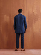 trueBrowns Men's Blue Cotton Short Kurta | Grocsy