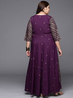 Ahalyaa Plus Size V-neck Maxi Ethnic Dress | Grocsy