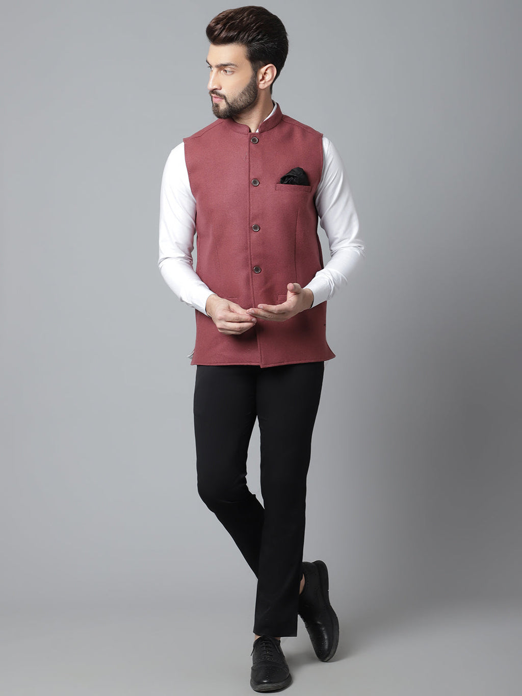 Even Apparels Men's Brown Pure Wool Nehru Jacket | Grocsy