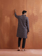 trueBrowns Men's Black Floral Printed Kurta | Grocsy