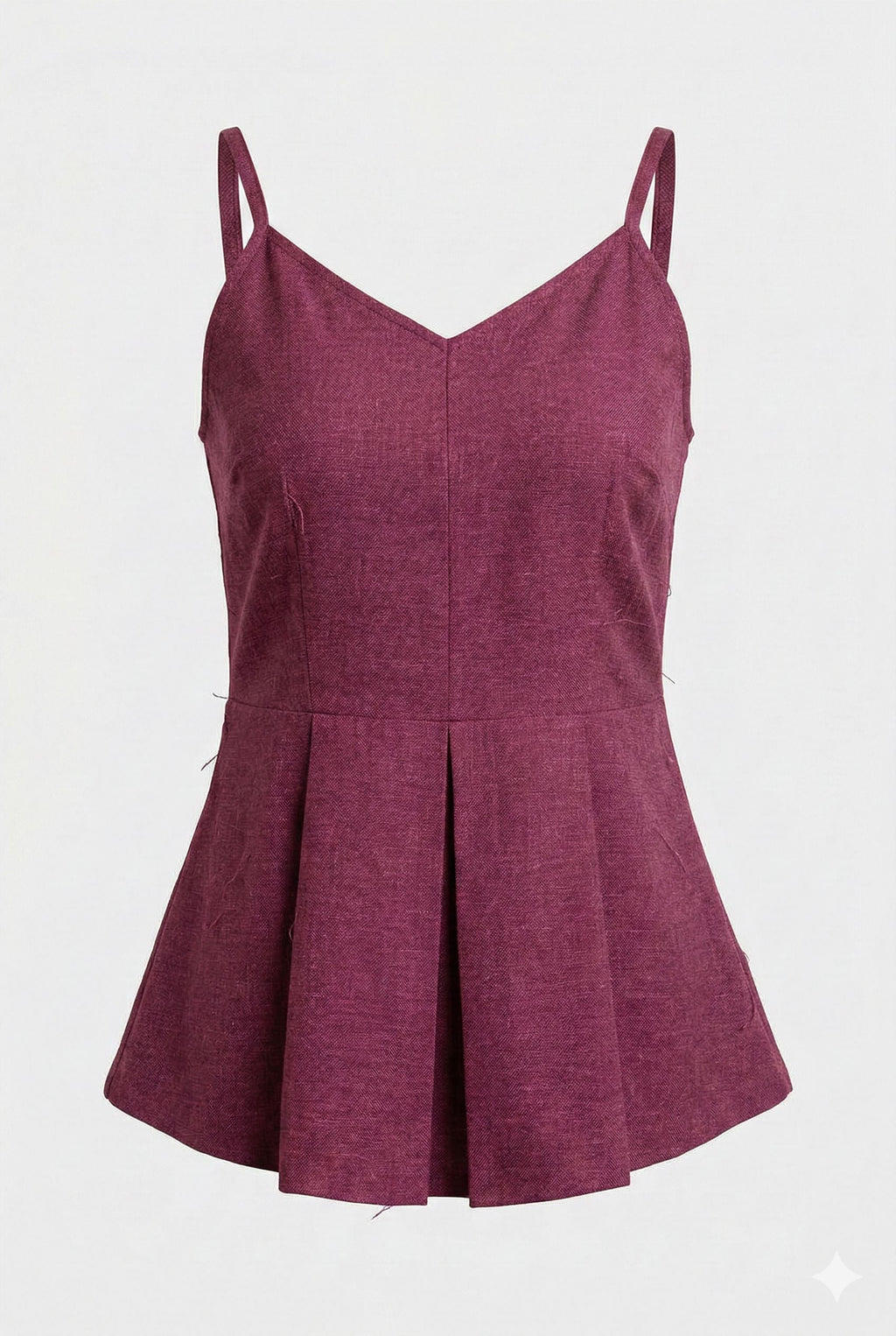 Myshka Women Mauve Linen Shoulder Strap Pleated Top | Grocsy
