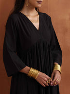 trueBrowns Black Metallic Flared Anarkali Kurta Set | Grocsy