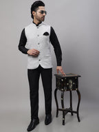 Even Apparels Men's Grey Pure Wool Nehru Jacket | Grocsy