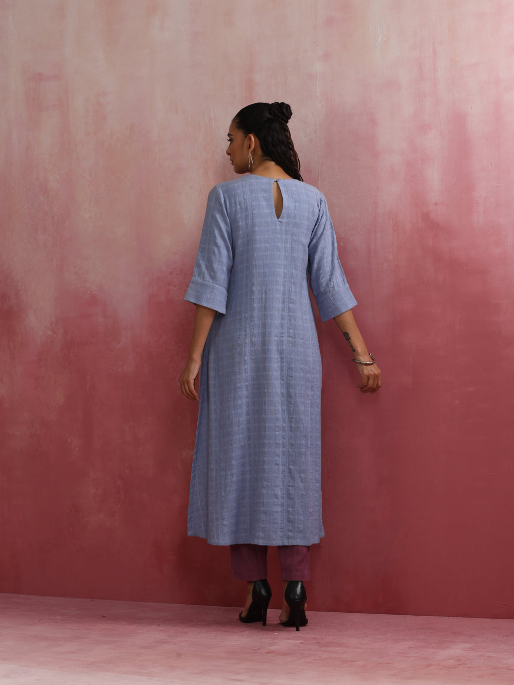 trueBrowns Sky Blue Cotton Dobby Kurta Set | Grocsy