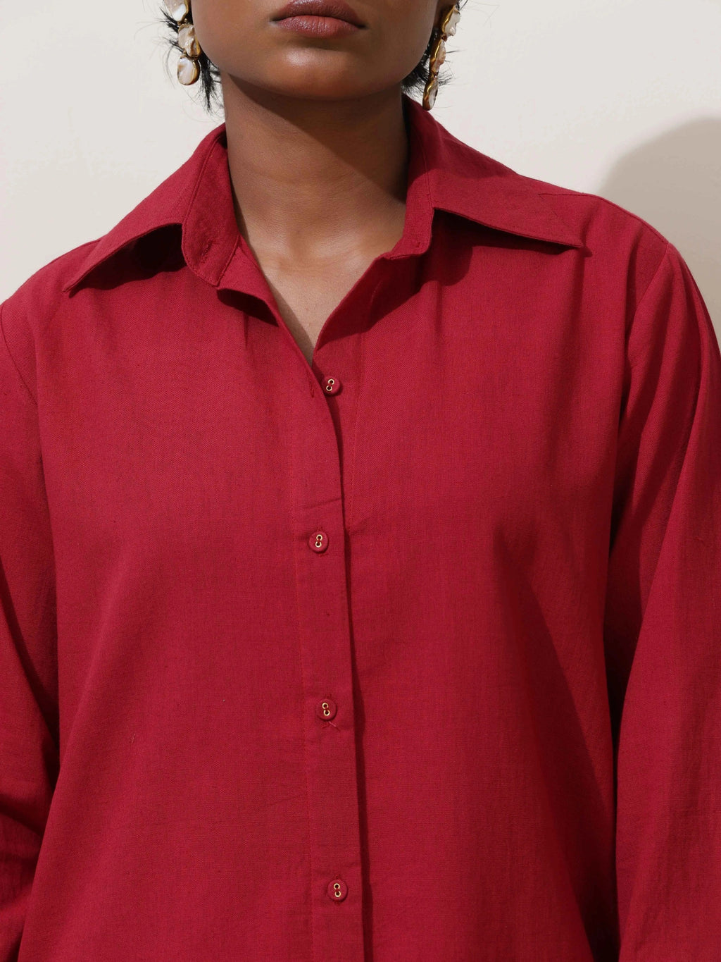 trueBrowns Maroon Cotton Linen Co-Ord Set | Grocsy
