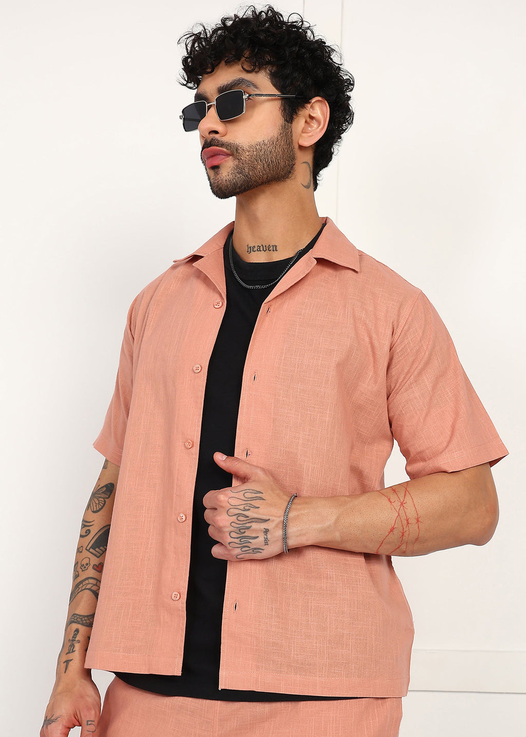 Fabmade Men’S Peach Linen Co-Ord Set | Grocsy