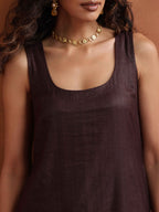 trueBrowns Brown Metallic Straight Kurta Set | Grocsy