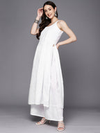 Ahalyaa Floral Printed High Slit Gotta Patti Pure Cotton Kurta With Palazzos & Dupatta | Grocsy